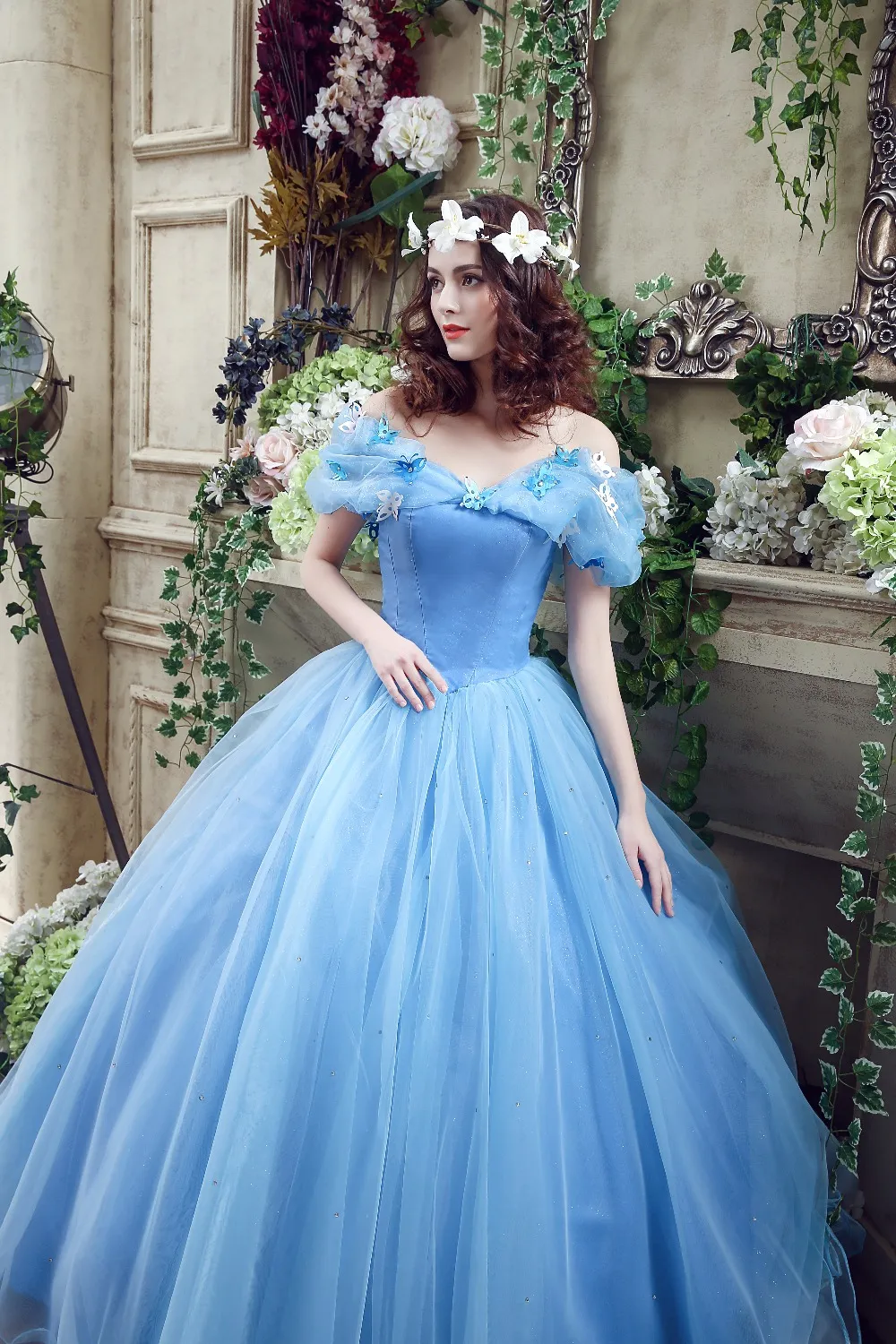 2023 Blue Flower Girl Dress Elegant Princess Satin Ball Gown For Kids  Birthday Party Dress Simple Bow First Communion Dress - AliExpress