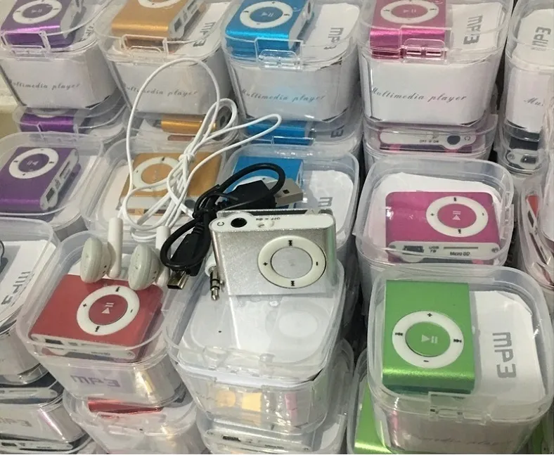 Mp3 Player Screen 8 Colors Micro Sd Tf Card With Earphones Headphones Usb Cable Gift Box Mini Clip Dhl Shipping