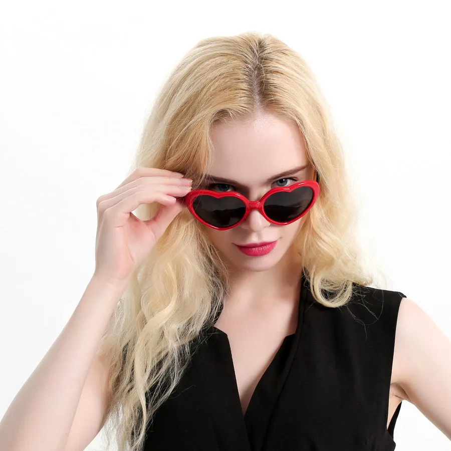 Lunettes De Soleil En Forme De Cœur Orange - Style Rétro 70s/80s, Protection UV400, Pour Fête/carnaval - 3