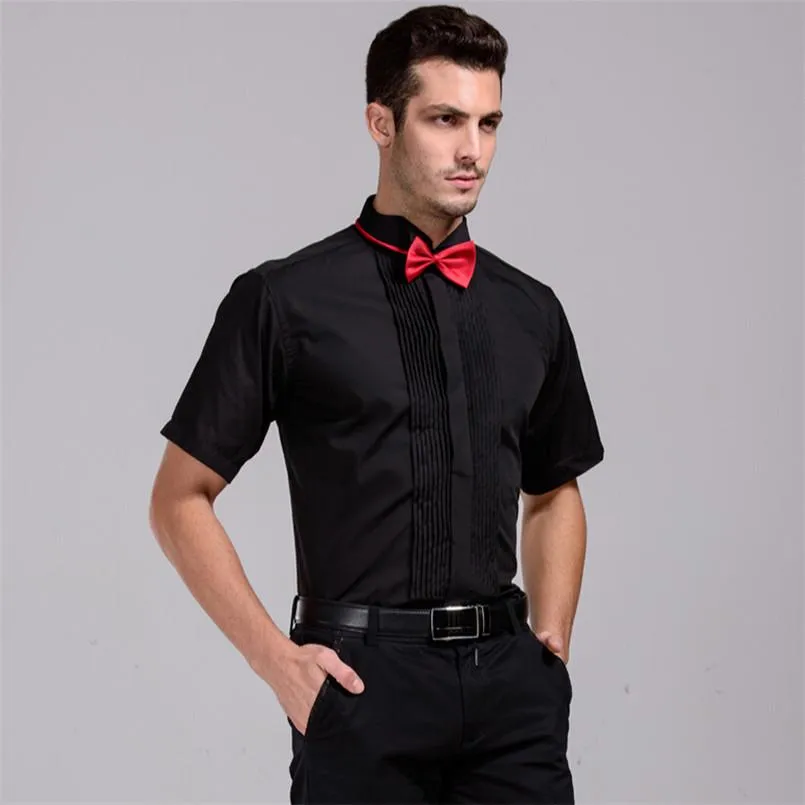 Men Tuxedo Shirt Wedding Best Selling short Sleeve shirts 4 color camisa 5501-4 XS S M L XL XXL XXXL