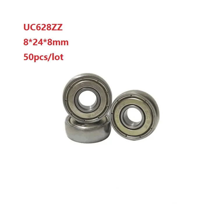 50 sztuk / partia UC628ZZZ 8x24x8mm Samochód przesuwne koło pasowe łożyska kuliste łożyska łuk łożysko pasowe 8 * 24 * 8mm