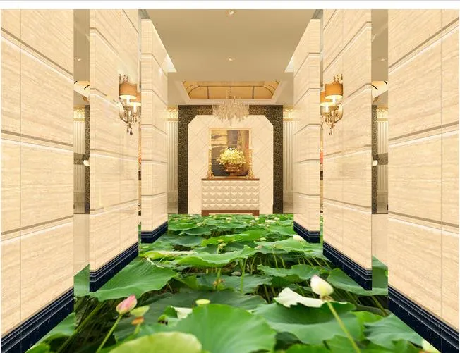 feuille de lotus étage 3D 3d papier peint peinture au sol