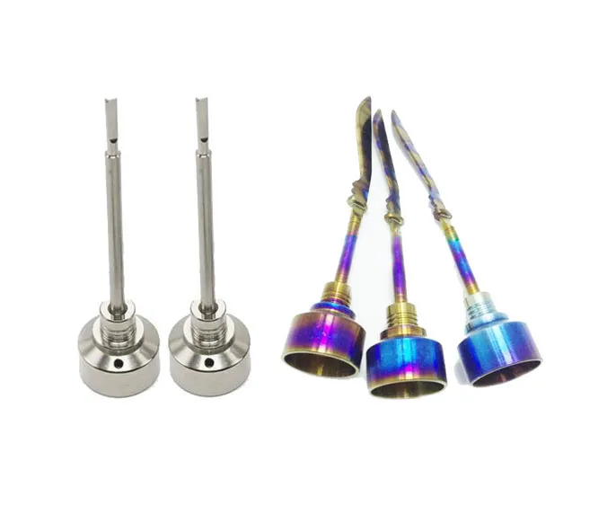 Rainbow Domeless Titanium Nail Titaniumti Nail 14mm 18mm Male Femalecarb Cap Dabber Grade 2 Keramiska Nails Quartz Glas Vattenrör Pong