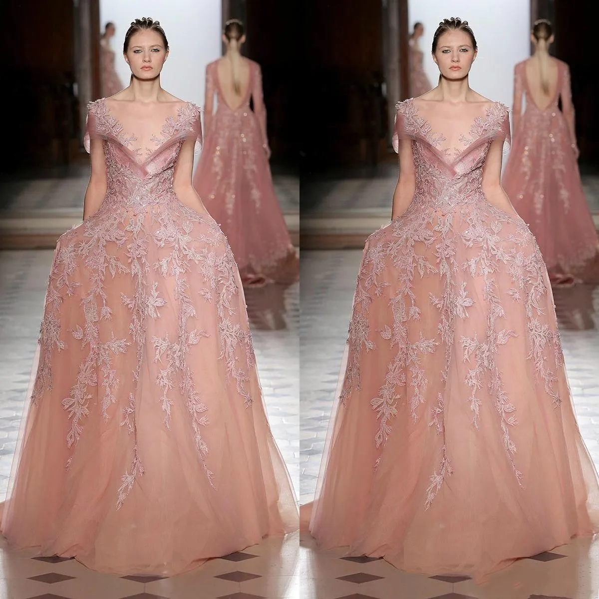 Tony Ward 2019 Lace Von Maur Prom Dresses With Sheer Jewel Neckline