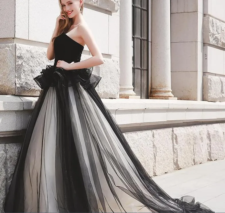 Unique Design Black White Sweetheart Tulle Quinceanera Dresses