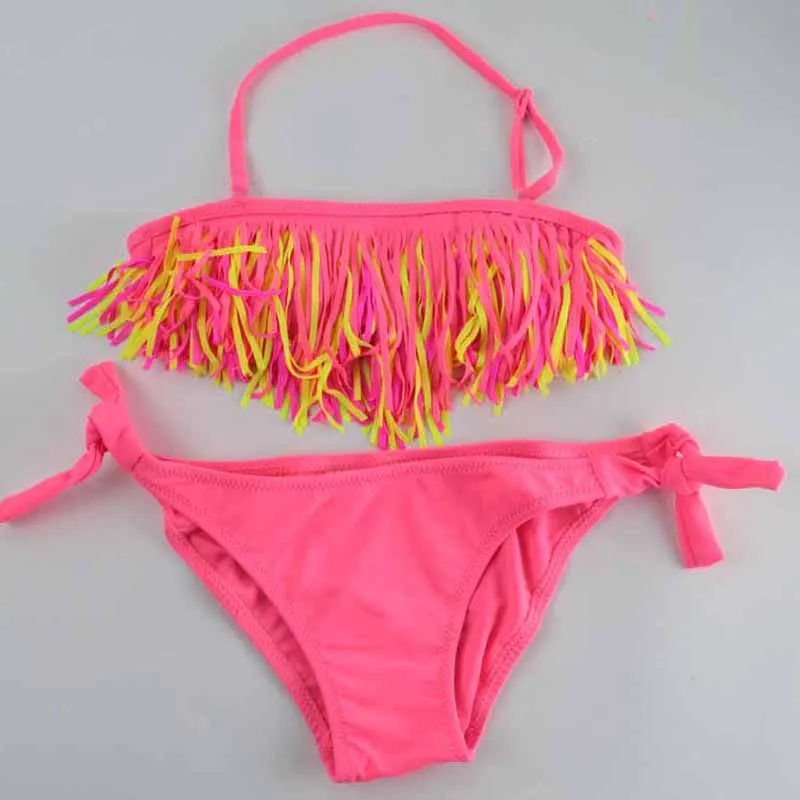 Solide Quaste Biquini Mädchen Bademode Sommer Bandage Bikini Set 5–12 Jahre Kinder Bikinis 2019 Kinder Badeanzug Badeanzug 101