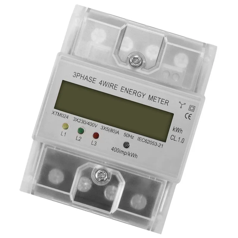 Freeshipping Digital LCD 50Hz 5 (80) A 3x230V / 400V Energimätare 3-fas 4-Wire DIN-skena elkraft korrekt