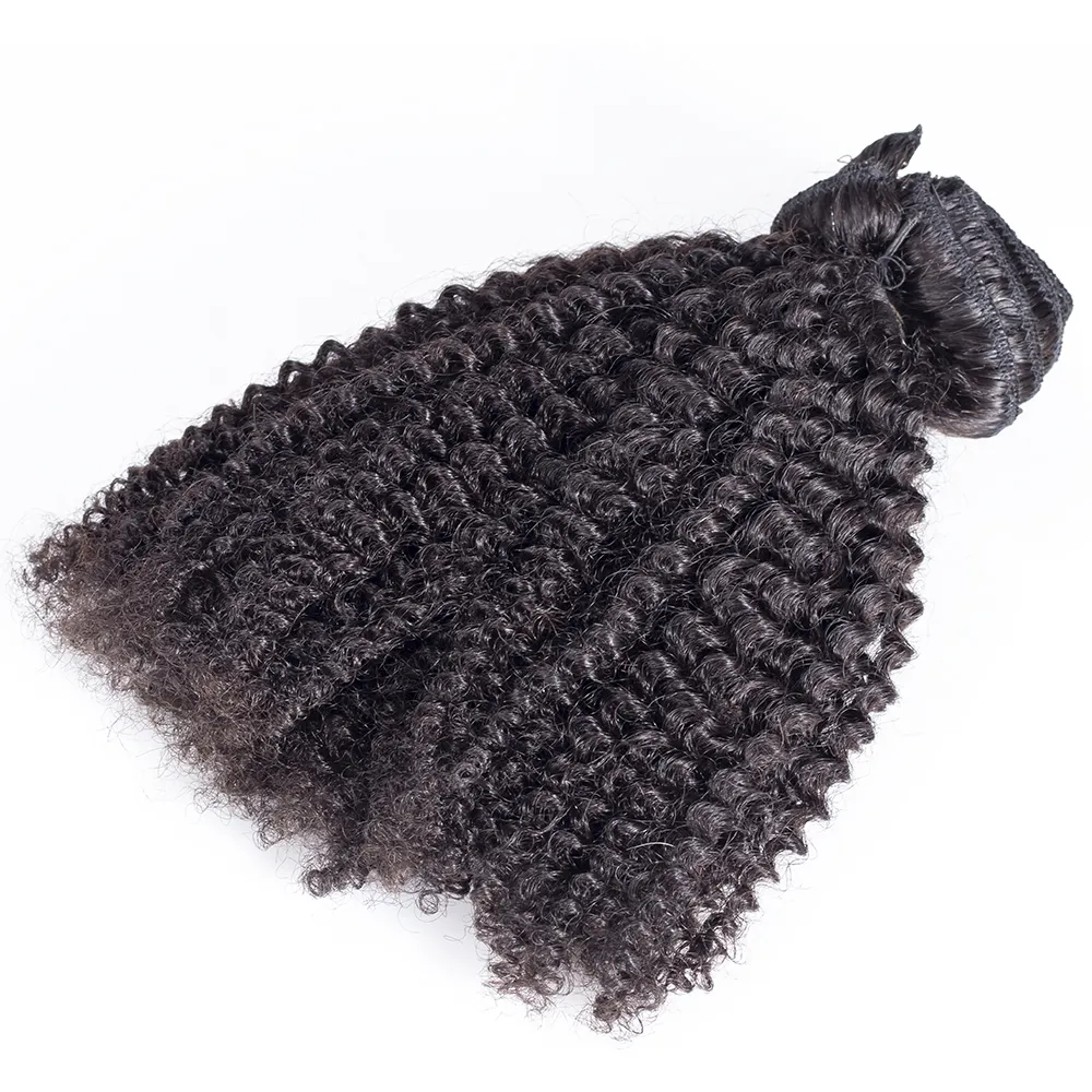 Virgem peruana Natural 12 a 26 polegadas 100g 120g 140g 160g Afro Kinky Curly 4A Human Hair Extension Clip em