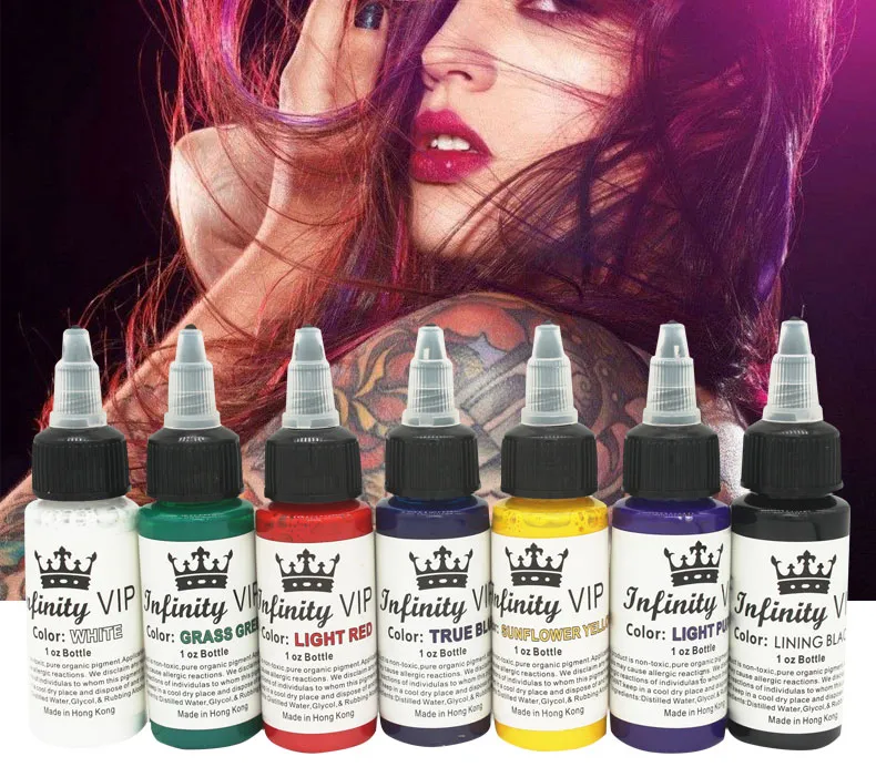 7 cores tinta de tatuagem pintura corporal pigmento de alta qualidade 30 ml por garrafa suprimentos de tinta para tatuagemTattoo241B