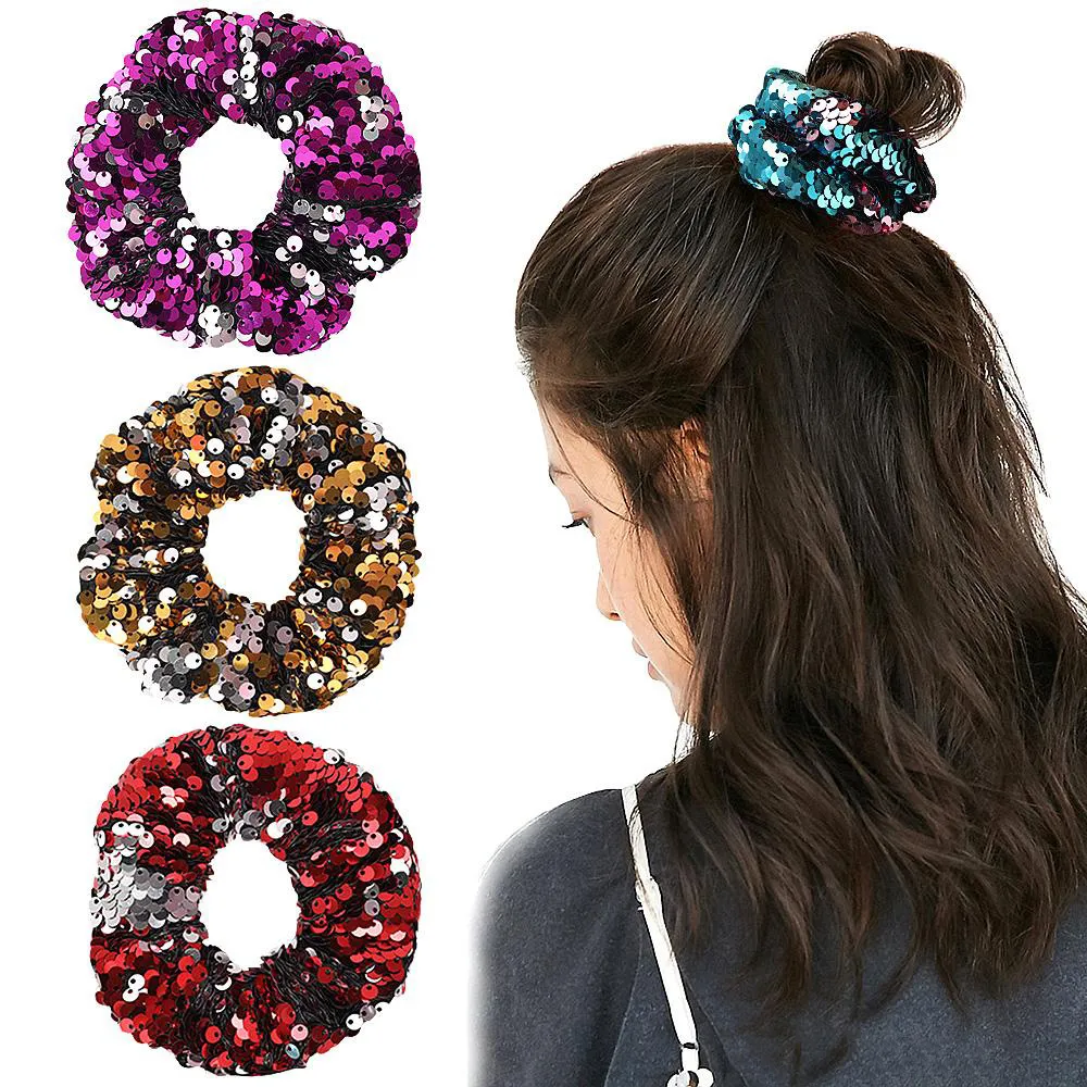 Sequin scrunchie glitter hår slipsar flickor hästsvanshållare rep elastiska hårband scrunchies för kvinnor hår tillbehör 50pcs