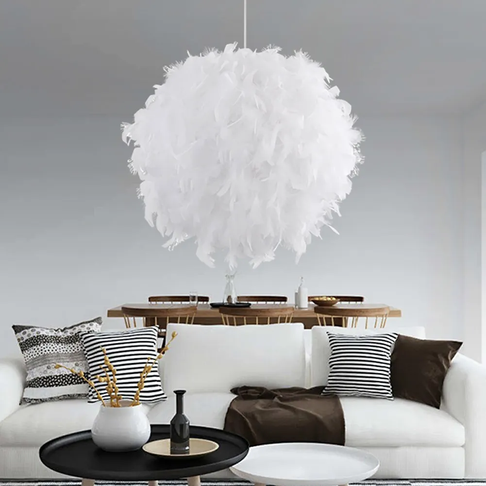 3 Colors Feather Pendant Light Droplight Romantic Dreamlike Marriage Room Clothing Store Bedroom Study Pendant Lamp