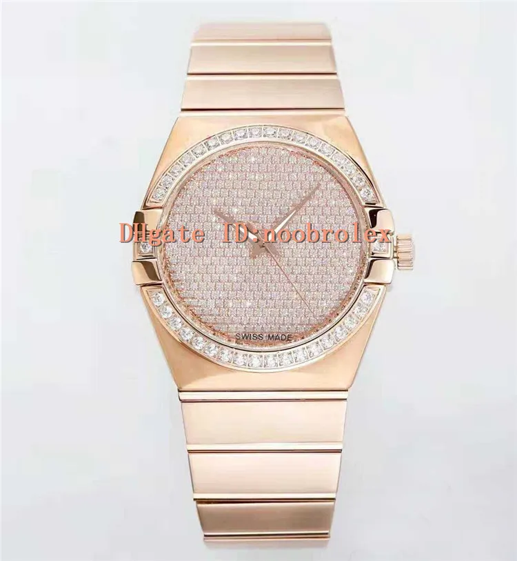 Üst Çift Kartal CONSTELLATION İzle İsviçre 8500 Otomatik Mekanik 28800 Halk Sağlığı Tam Elmas Safir Kristal 18k Rose Gold 316L Çelik Dial