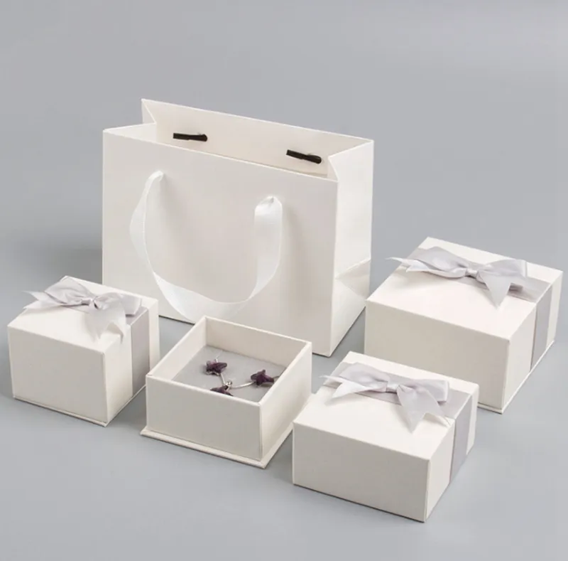 Elegant White Gift Boxes For Jewelry Necklace, Ring, Earring Boxes