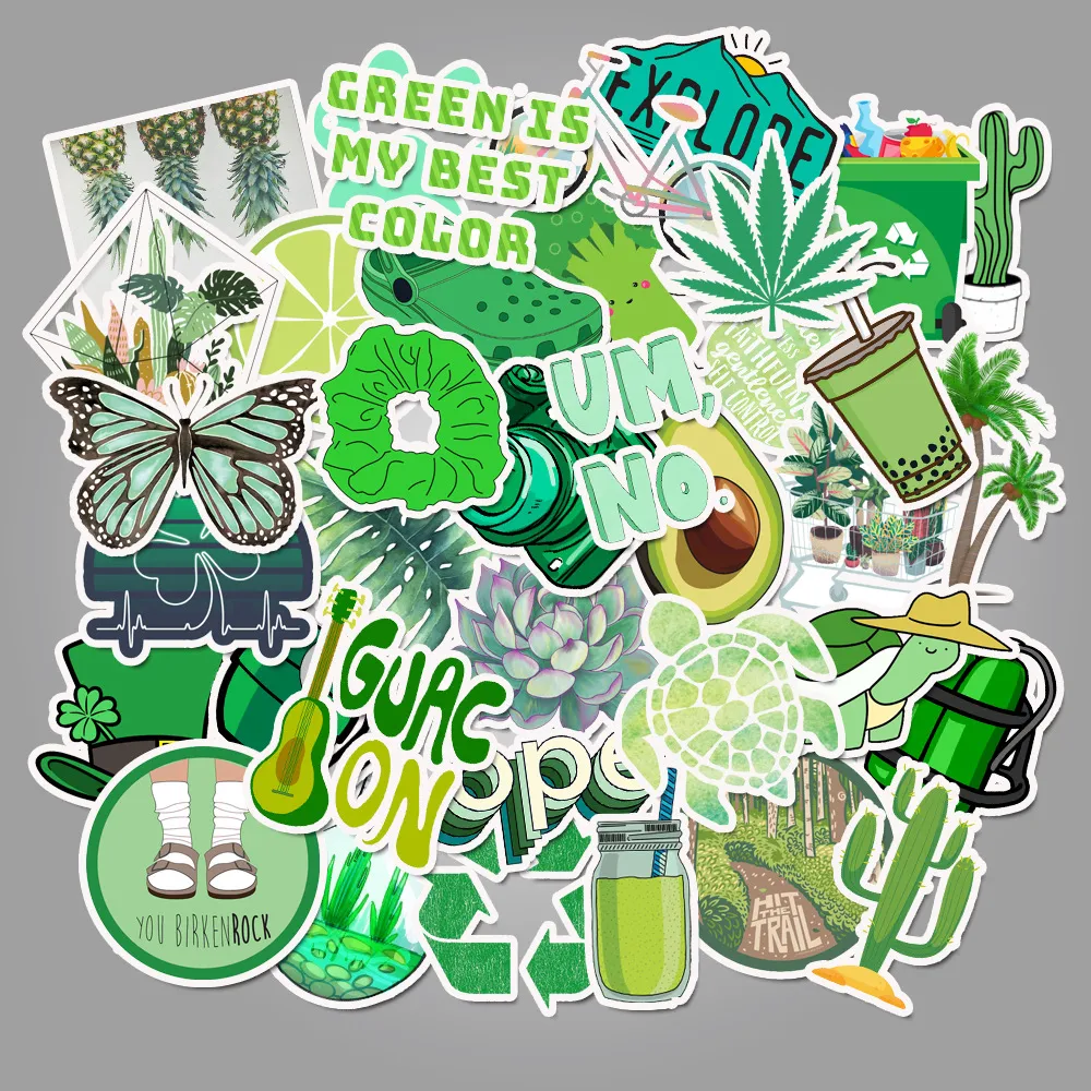 Vsco Girl Yeşil Çevre Koruma Etiketi Bavul Su Geçirmez Etiket