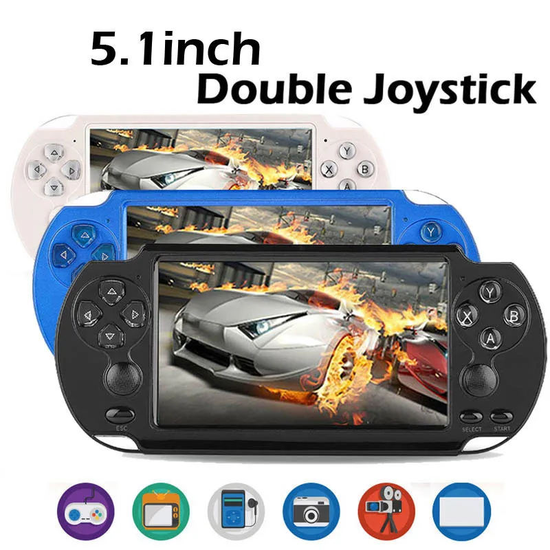 X9 X9-S Console de jeu portable à écran HD de 5,1 pouces 8 Go Support TV 32bit 1000 Lecteur de jeu classique MP4 Caméra multimédia Jeu vidéo Vente au détail