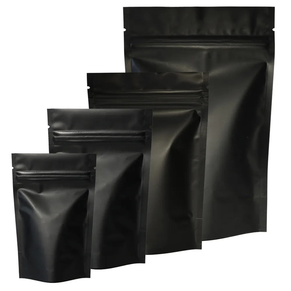 Matte black Package Bags zip aluminium bags heat-seable storage bag Stand Up Bag wholesale