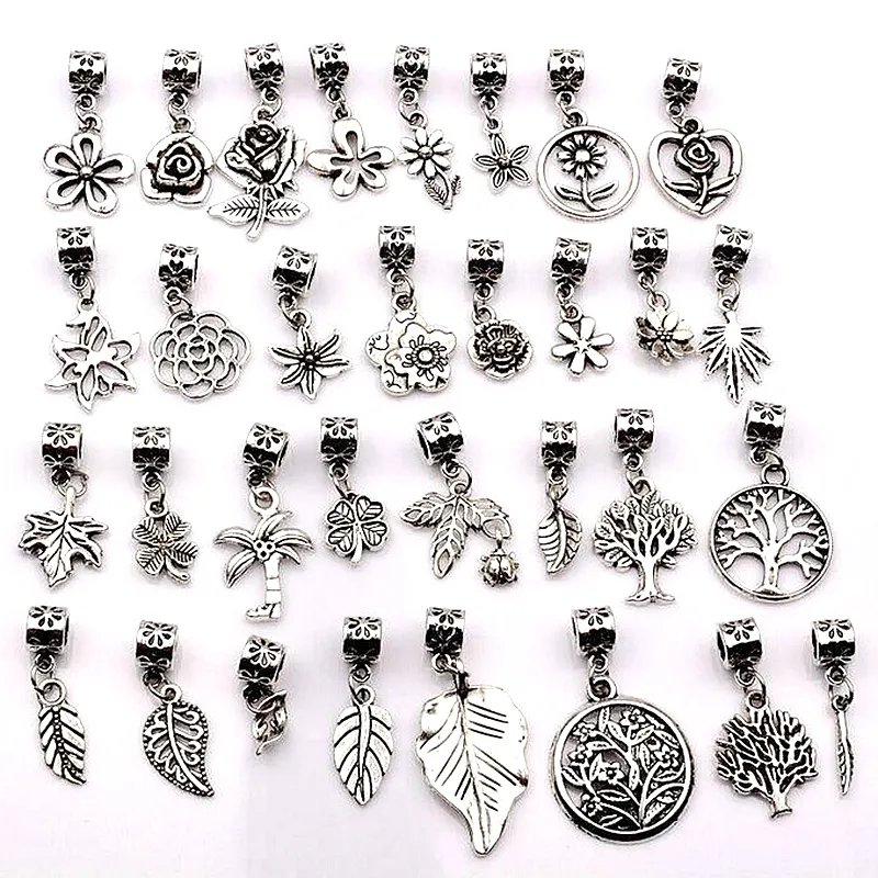 50pcs Flower Charms Pendant Floral Dangle Charms Beads For Diy Necklace  Bracelet Earring Jewelry Making