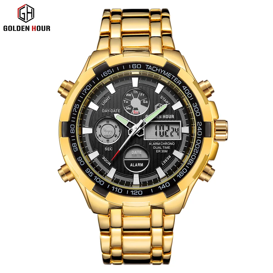 Reloj Hombre GOLDENHOUR Роскошные золотые мужские часы montre homme Автоматические часы Спортивные мужские наручные часы Relogio Masculino2272