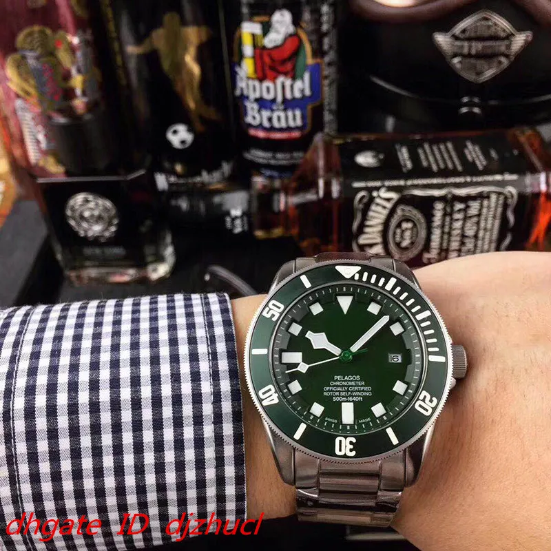 뜨거운 판매 남자 시계 녹색 다이얼 자동 기계 운동 남성 시계 스테인레스 스틸 남성 손목 시계 비즈니스 시계 무료 배송