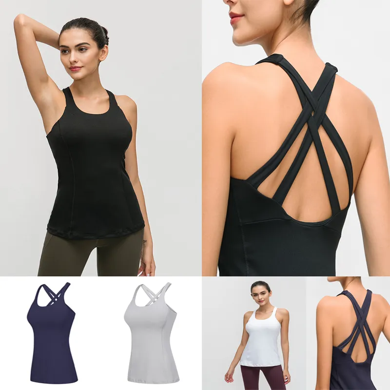 Mulheres que funcionam Dança Yoga Regata construído em Bra Strappy Voltar Activewear treino Tanque Top Shelf Bra Yoga Shirts Tops Sports Bra compressão