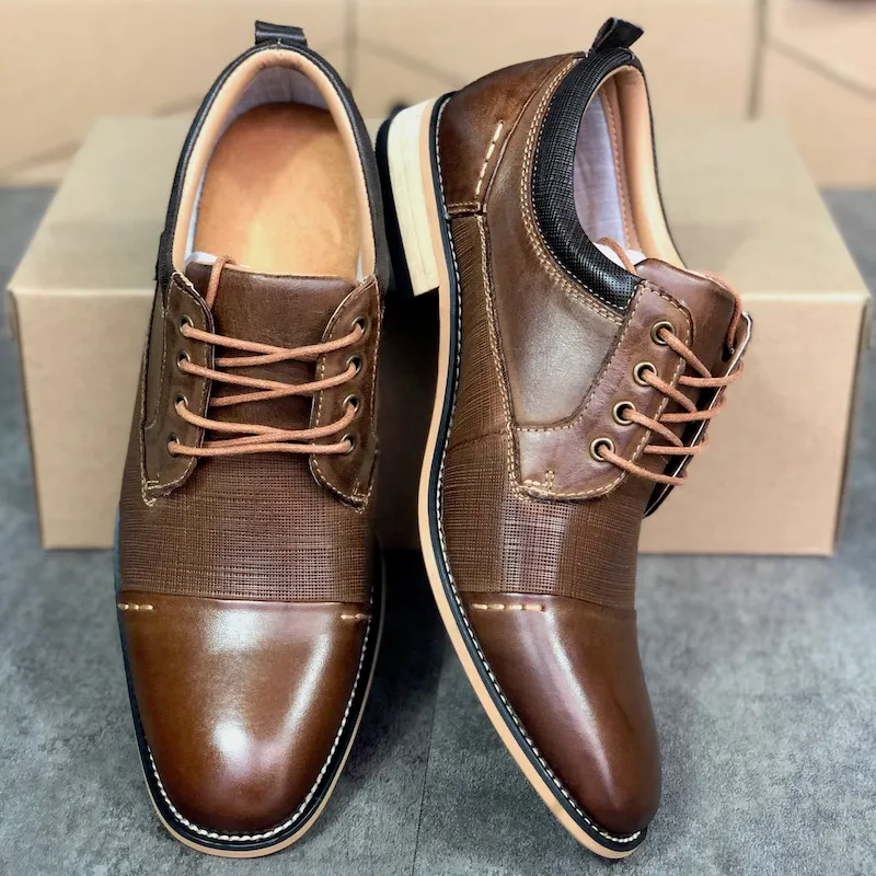 Mens Brogues Oxfords Dress Shoes Designer Business Shoes Brown Genuine Leather Plain Lace up Trainer Party Wedding Shoes US7-13