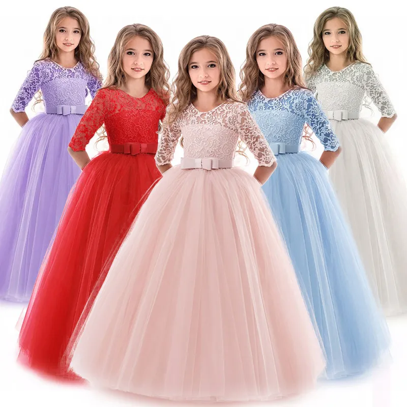 2019 Bridesmaid Girl Party Dress Wedding Dress Kids Dresses For Girls Children Maxi Princess Dress 3 6 13 14 10 12 Years Vestido J190611