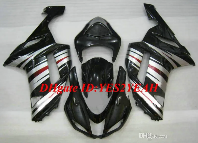 Top-rated Motorcycle Fairing kit for KAWASAKI Ninja ZX6R 636 07 08 ZX 6R 2007 2008 ABS Silver gloss black Fairings set+Gifts KB18