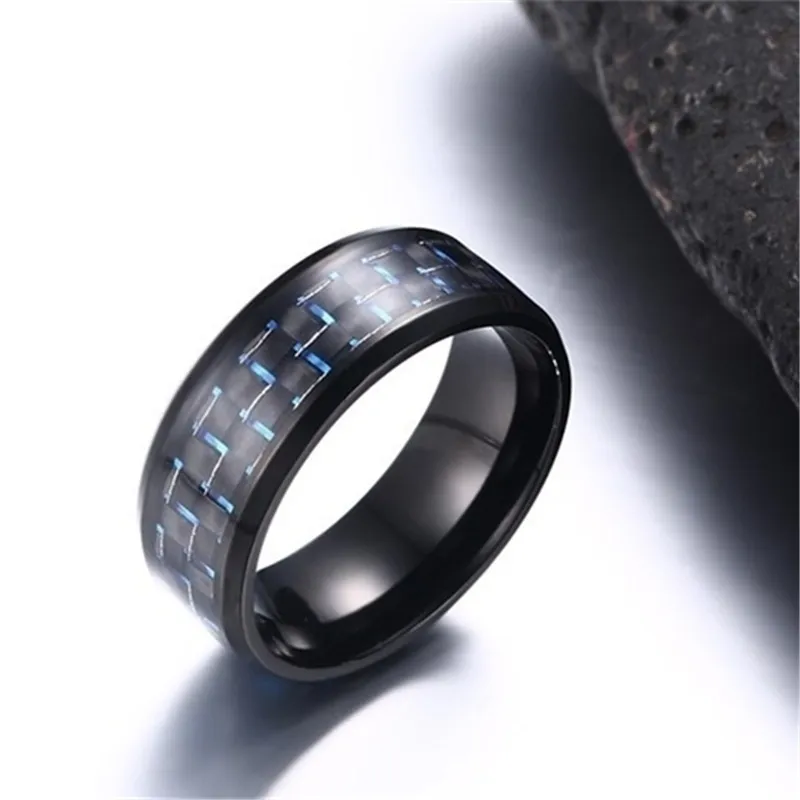 Пара кольцо Men039S 316L нержавеющая сталь углеродное кольцо Women039S 14KT Черное золото, заполненное натуральным синим обручальным кольцом 6620933