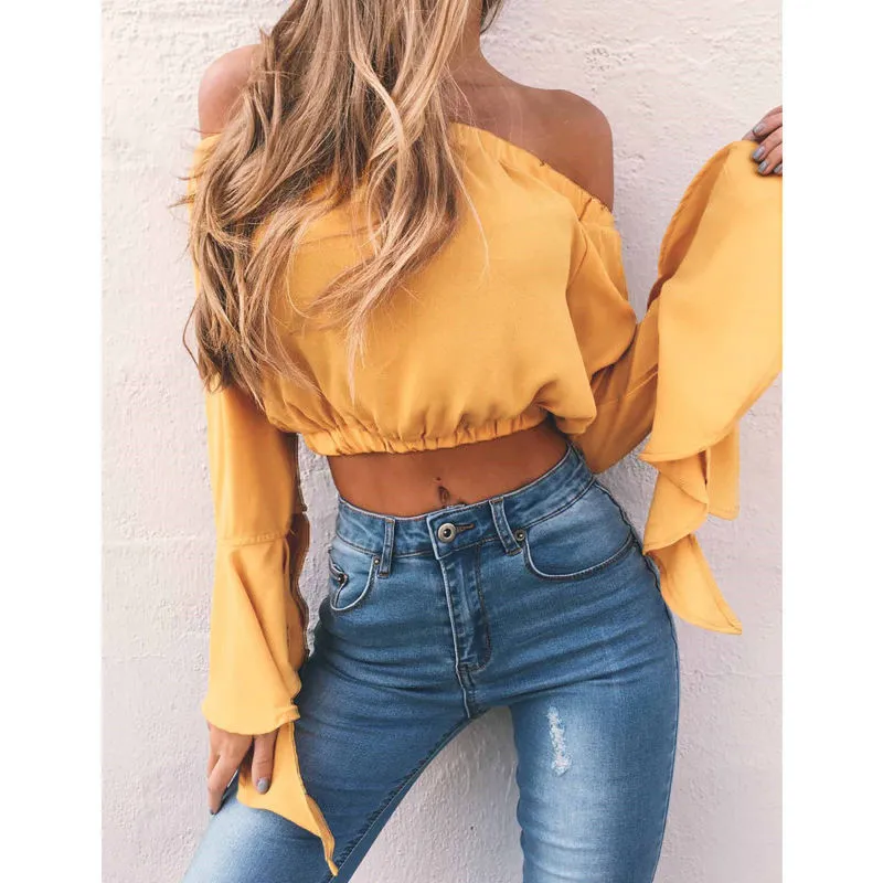 Womens T Shirt Fashion Women Summer Loose Casual Off Shoulder Shirt Crop  Tops Blouse Ladies Top Size S XL From Odelettu, $46.1