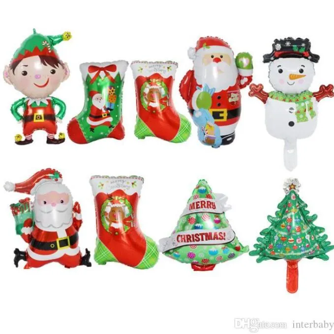 Palloncino Pagliaccio di Natale Elk Foil Balloons Giocattoli Forniture per feste natalizie Calzini di Natale Albero Pupazzo di neve Palloncini Decorazione di compleanno Regali AYP6088