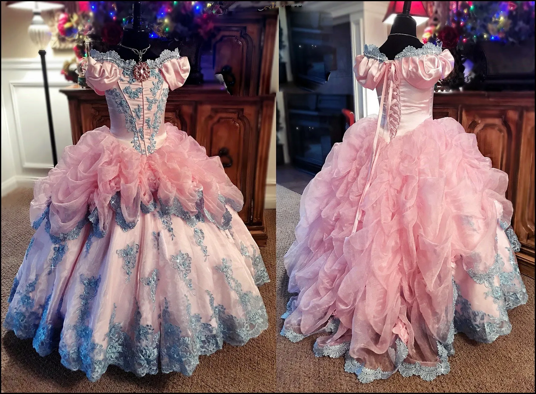 Flower Girls Dresses Off Shoulder Sleeveless Beads Appliques Ruffles Tulle Pageant Dresses Floor Length Girls Party Gowns