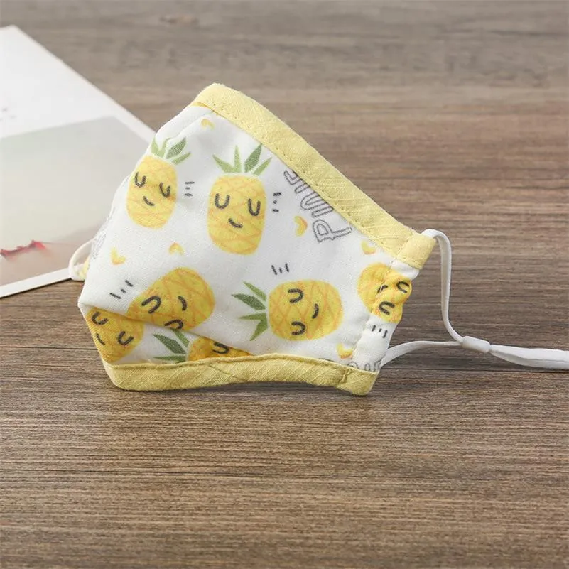 Cartoon animal fruit printed kids designer face masks prevent smog and dust-proof gauze fashion face mask