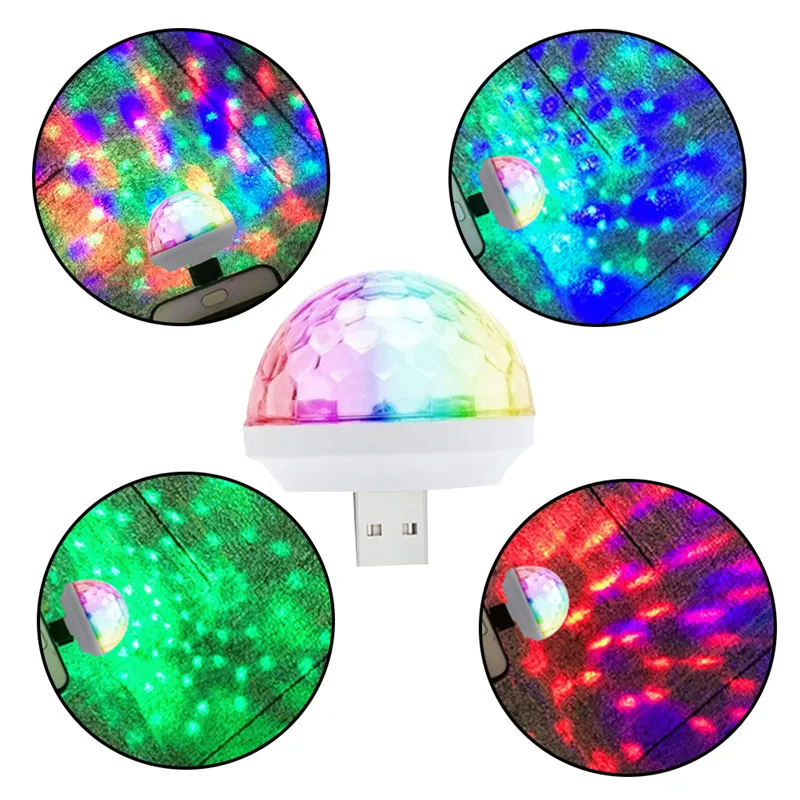 LED Effects Disco elfin Voice Control Self-propelled Mini Stage Light Crystal Magic Ball USB Colorful night lamp Music Bulb