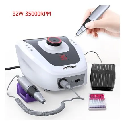 Elektrisk nagelborr manikyrmaskin 32W 35000RPM Set för Nail Pedicure Machine Fingernail Drill Utrustning Manikyrverktyg