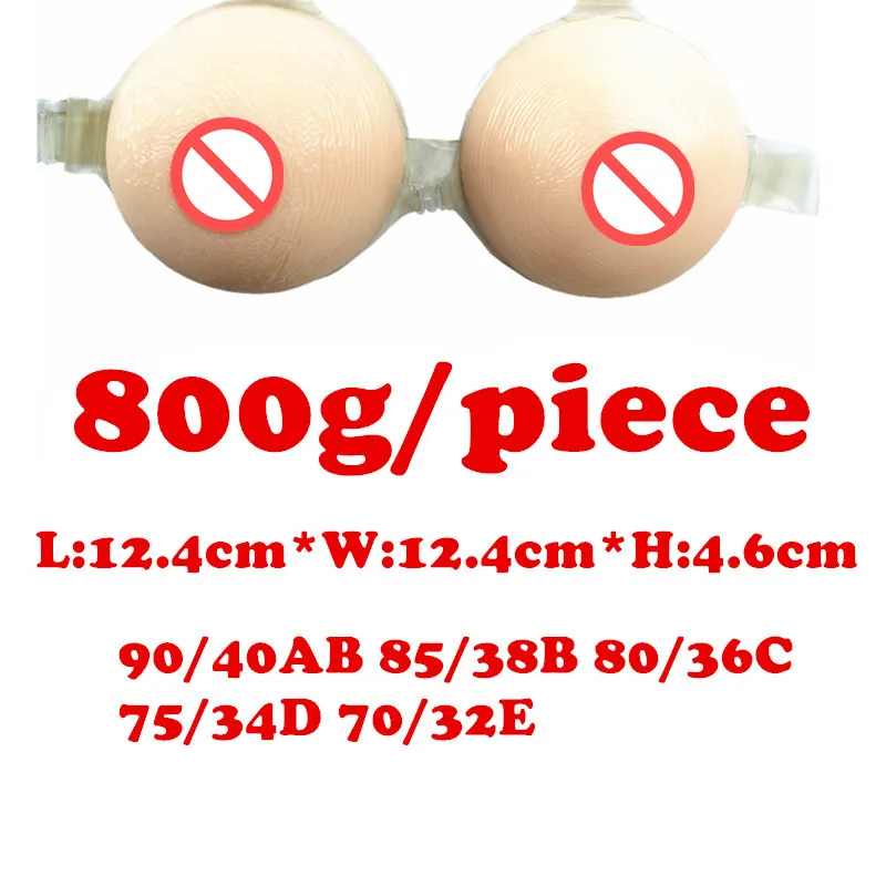 800g 36C Full Silicone Breast Forms Enhancer Cross Dresseing Skin Fake Boobs