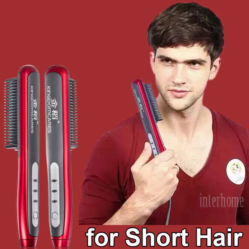 L'uomo Donne Capelli corti raddrizzatore pettine negativi di ossigeno ioni PTC in ceramica riscaldamento Combs Stereotipi saloni Splint elettrica