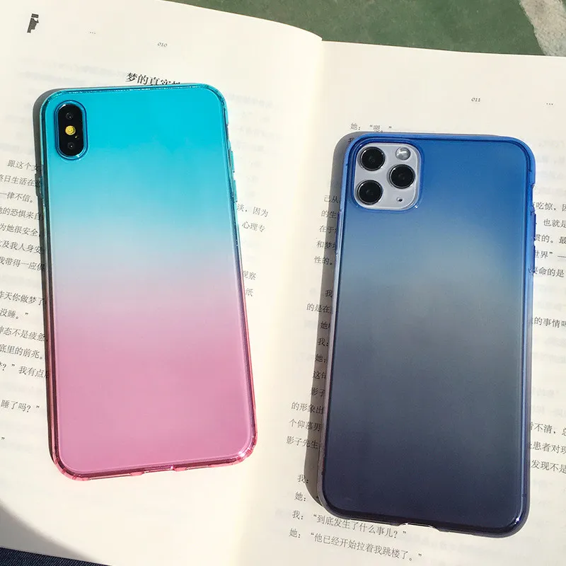 iPhone 11のための虹の勾配の電話ケースiPhone XR XS 7 8 Plusのための高級ソフトTPU超薄型保護カバー