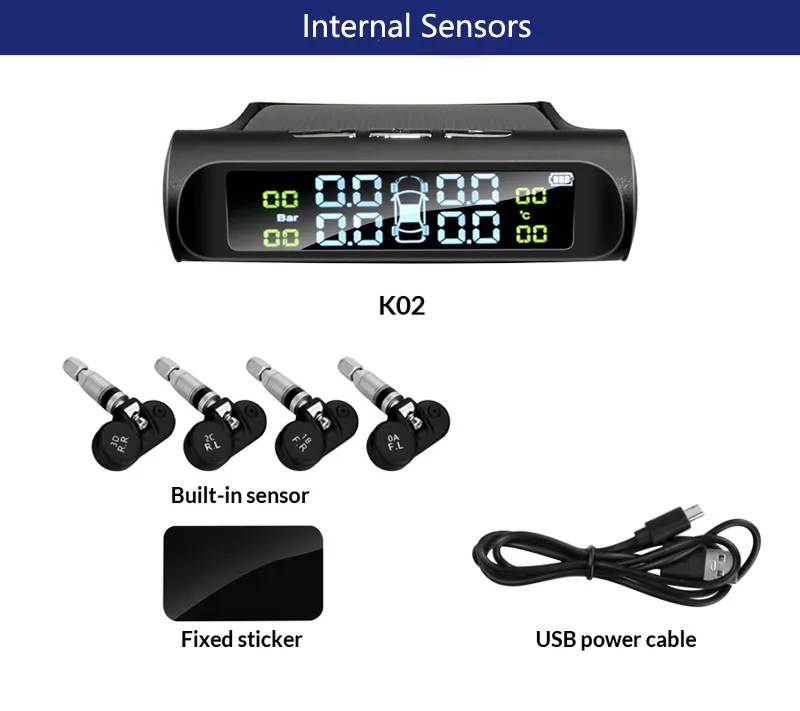 أدوات التشخيص SMART CAR TPMS TRAIN RISTORY SYSTEM Solar Power Digital LCD Display Auto Security Alarm Systems 8409312