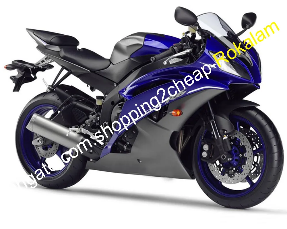 Pour Yamaha Carénage Partie YZF R6 08 09 10 11 12 13 14 15 16 YZF600 Bleu Gris Moto Carrosserie Kit (moulage par injection)