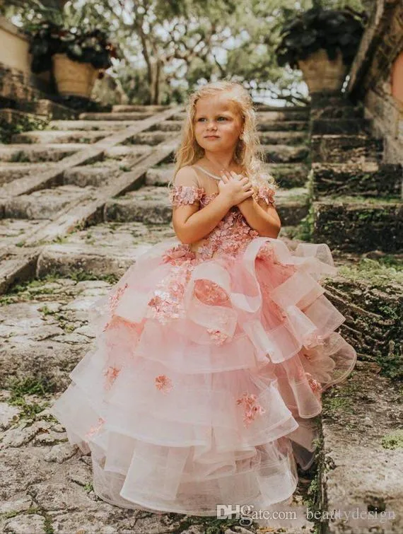 open lace back dress Pink Princess Girl Dress main image 1