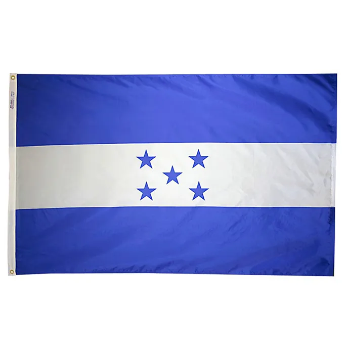 هندوراس العلم 3X5، الوطنية 90٪ ينزف 68D شاشة الطباعة، الشنق جميع البلدان، من المهنية في صناعة الأعلام واللافتات