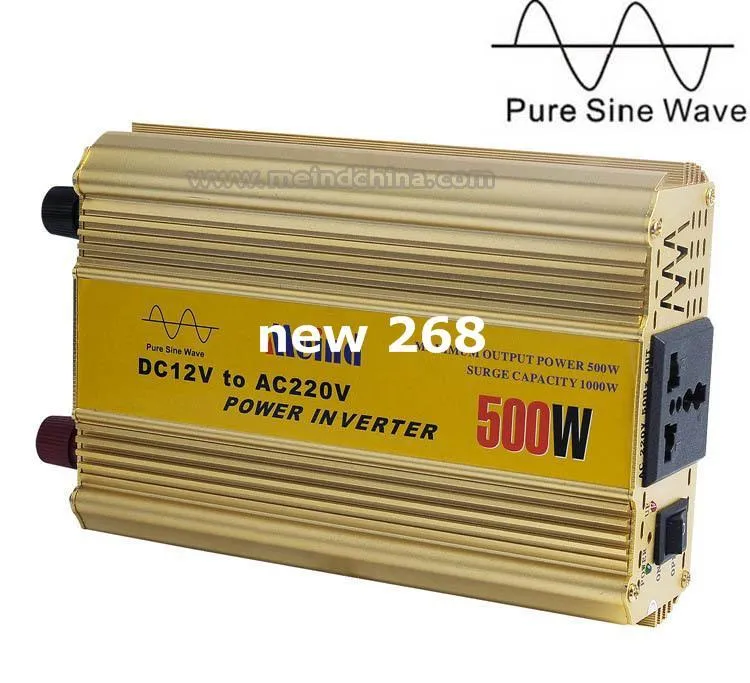 Freeshipping 500W Power Inverter Pure Sine Wave 12V DC to 220V AC Converter Car inverters AC Adapter Power Supply Meind