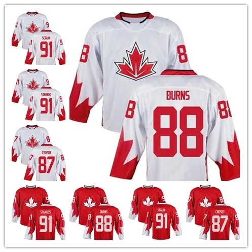 87 Sidney Crosby 88 Brent Burns 91 Steven Stamkos 91 Tyler Seguin Équipe Canada 2019 Coupe du monde de hockey Premier maillot domicile