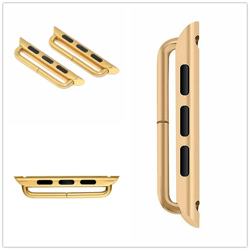 Rostfritt stål Connector Watchband Adapter Spänne för Apple Watch Serie 6 5 4 3 2 1 SE 38 40 42 44mm 1PAIR + 1 Skruvmejsel 50pari / Lot