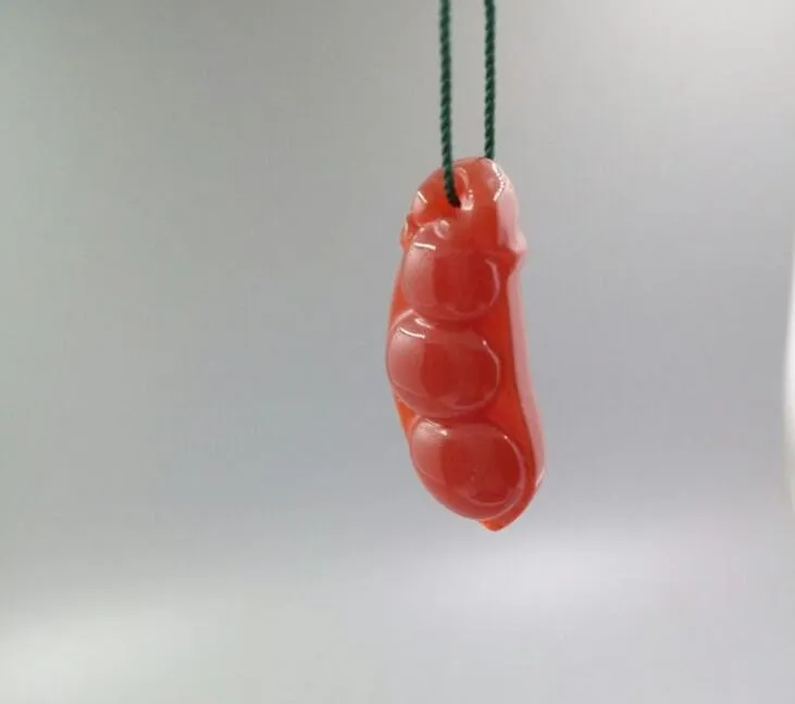 Natural Red Agate Green Bean Pendant Carnelian Phlox Sapphire