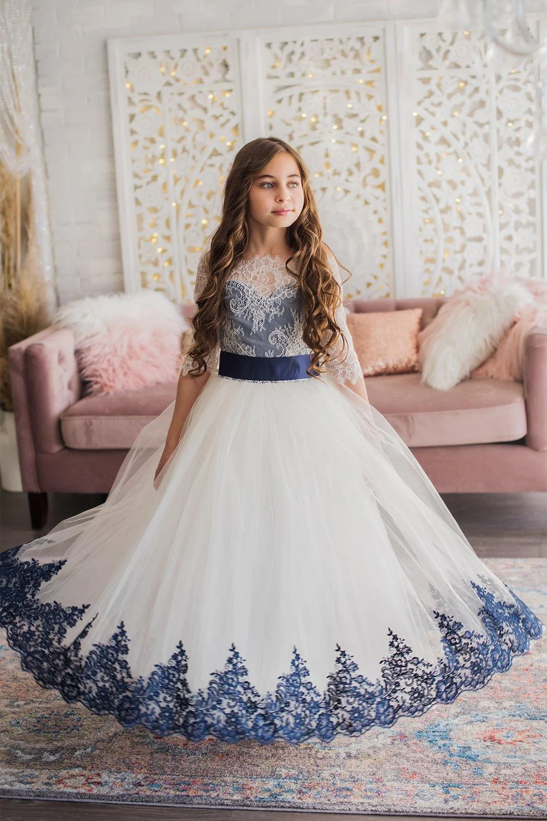 Off Shoulder Flower Girl Ball Gown With Lace Applique Tulle Skirt Sash Ankle Length Dress For Weddings And Birthdays From Enjoyweddinglife 138.54 DHgate.Com