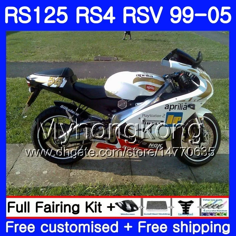RS-125 For Aprilia RS4 RSV125R RS 125 RS125 99 00 01 02 03 04 05 318HM.34 RS125R RSV125 R 1999 2000 2001 2002 2003 2005 White gold Fairing