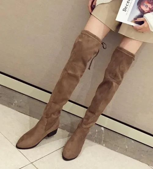 Hot Sale-ViVi Lena Rabbit Hair Fur Lovely Over Knee High Boots Platform Wedges Heels Long Boots Black Grey