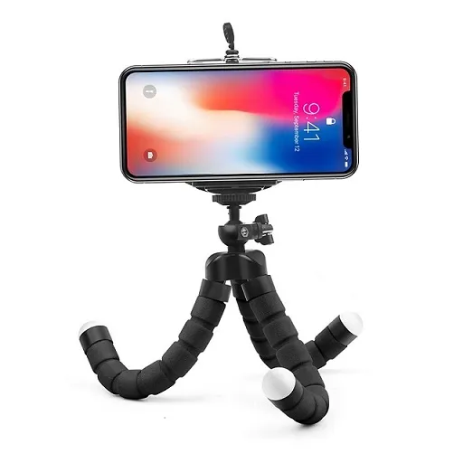 Mini flexível Sponge Octopus Tripé para iPhone Samsung Xiaomi Huawei Mobile Phone Smartphone tripé com Bluetooth obturador remoto