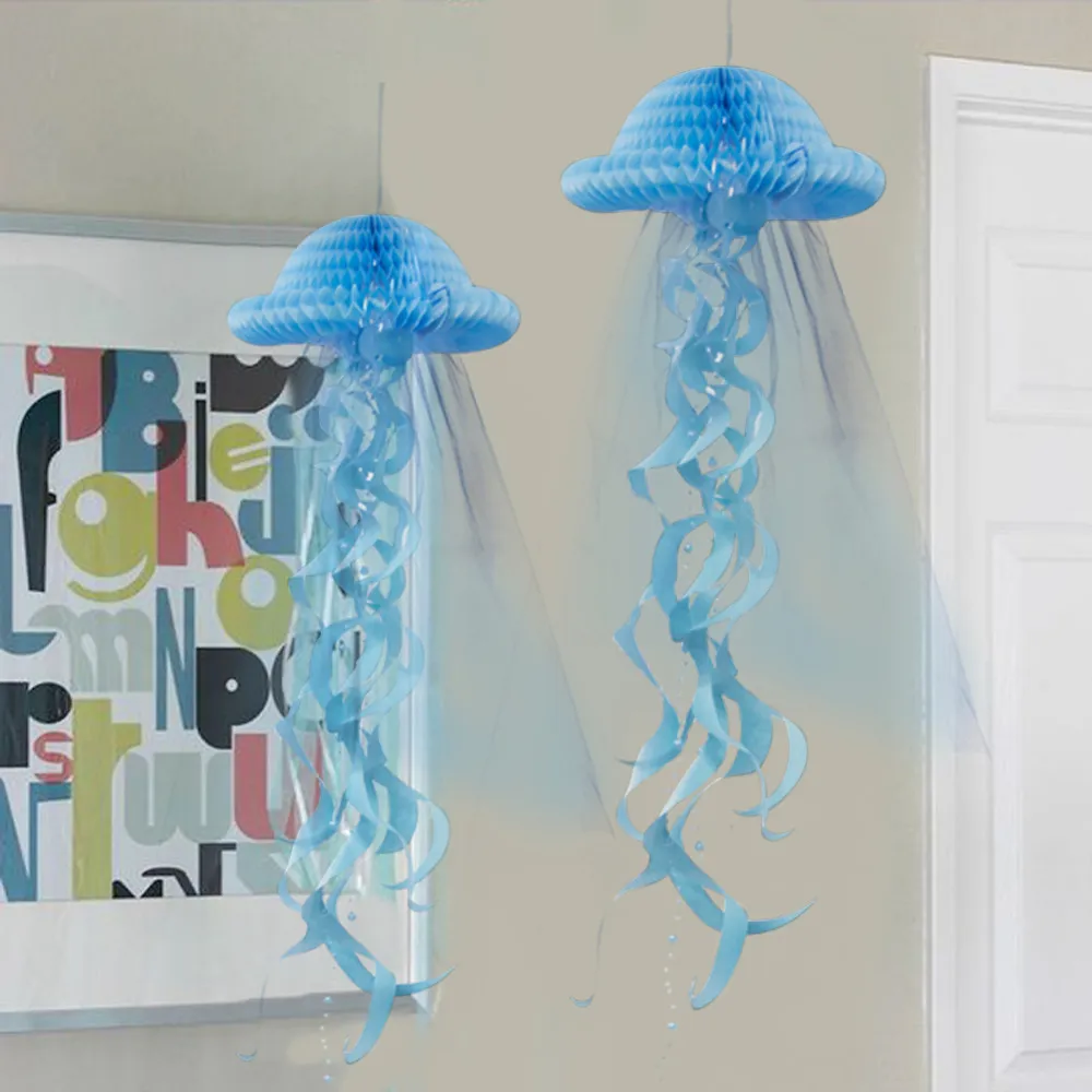 Hanging Honeycomb Jellyfish Birthday Party Decorations Pastel Mermaid Mini Submarine Ornament Under the Sea Kids Craft Supplies